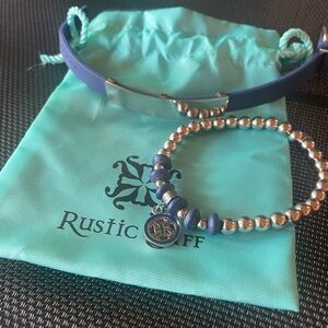 Rustic Cuff Navy Duo Bracelet inscribed with “LET IT BE”